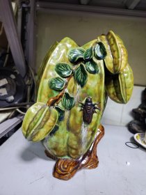 Y石湾陶瓷 特色杨桃金蟾陶瓷花瓶 可插花养水培植物 杨桃花器 陶瓷工艺