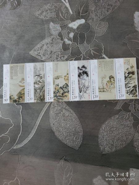 《石涛作品选》巢湖图、听泉图、对菊图、梅竹图、人马图、墨荷图六张合售
2009--6T