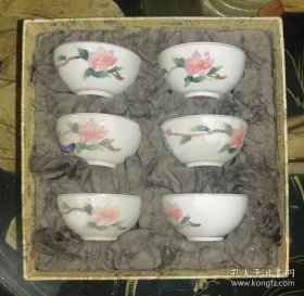 薄胎瓷：海棠迎春六件套