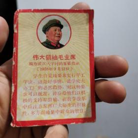 一张纸片：伟大领袖毛主席视察武汉大学时的重要指示 （“教育改革”相关）