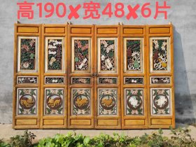 民国时期 五彩彩绘 隔扇屏风 花板红椿木 纯手工雕刻 雕刻博古花瓶 琴棋书画 品相一流 保存完整 复古装饰首选