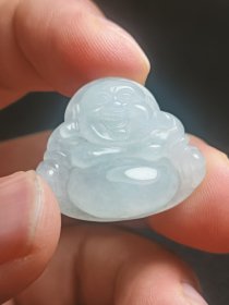 纯天然缅甸翡翠a货佛公吊坠冰糯种翡翠佛公纯手工雕刻