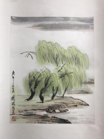 著名画家林曦明先生 春柳图 58x46cm 立轴