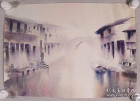 著名画家、中国文联书画艺术交流中心理事、河北丹青艺术院院长 吴极 作 水彩两幅（尺寸：39*53cm，钤印：吴极印）