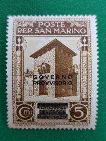 圣马力诺邮票 1943年临时政府加盖 1枚新