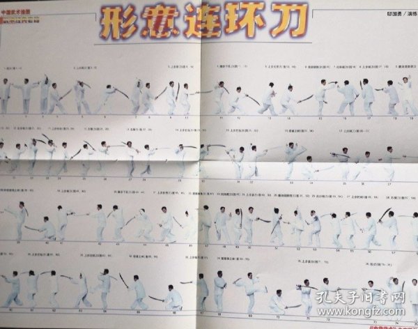 中华武术经典套路挂画《形意连环刀》，另送两套拳术图解，三套Jun体拳挂图