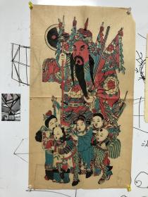 老木版年画，门神，民国时期上海小校场年画，五子将军门神