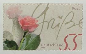德国邮票 2003年 爱情问候 玫瑰花 不干胶 1全