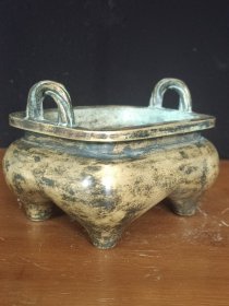 古董 古玩收藏 铜器 铜香炉 传世铜炉 回流铜香炉 纯铜香炉 长11厘米，宽8.5厘米，高8厘米，重量1.8斤