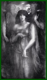 1899年照相版《罗塞蒂作品：叙利亚的阿斯塔蒂女神》（ASTARTE SYRIACA）-- 英国维多利亚时期，著名画家，但丁·加百利·罗塞蒂（Dante Gabriel Rossetti）作于1877年的油画，藏于曼彻斯特美术馆。罗塞蒂把简•莫里斯塑造成叙利亚的维纳斯女神，即阿斯塔蒂；直接的目光、裸露的肩膀、不怒自威的神态，无不彰显女神的魅惑之力。版画尺寸34*22㎝