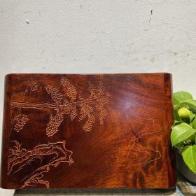 下卷雕刻(金钱树)茶桌，花纹漂亮，一流，品相尺寸如图