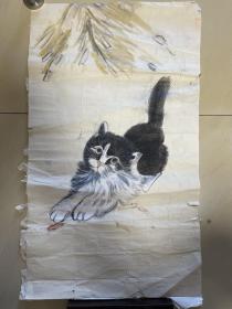 猫画 字画 纯手绘 国画 条幅 作品