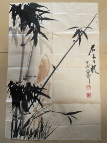 孙正印写意竹子国画水墨墨竹图字画作品纯手绘书画条幅竖版软片