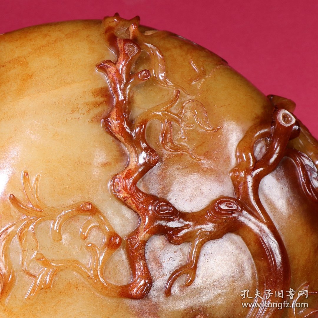 旧藏和田玉籽料童子如意桃型笔洗