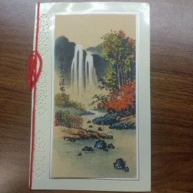 中国长春皇宫游览纪念图片明信片照片（长白山瀑布）怀旧老物件