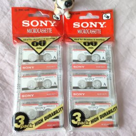 磁带： SONY索尼微型录音带采访带60分钟3MC-60B索尼采访机小录音磁带（6盘合售，未拆封）