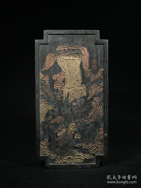 正宗徽州墨乌道华山，重约545g，20.6×10.9×2.1cm，可以用的墨