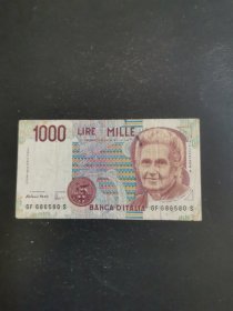 意大利1000里拉纸币 1990年版