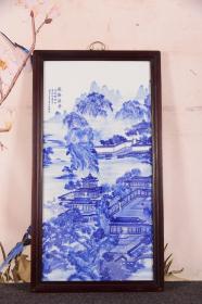 青花大王王步作品赏析！
红木镶重工青花山水瓷板画《琼楼觀景》中堂竖挂屏！
尺寸高120宽67