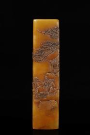 旧藏珍品原石纯手工雕刻寿山石印章。香山访友图