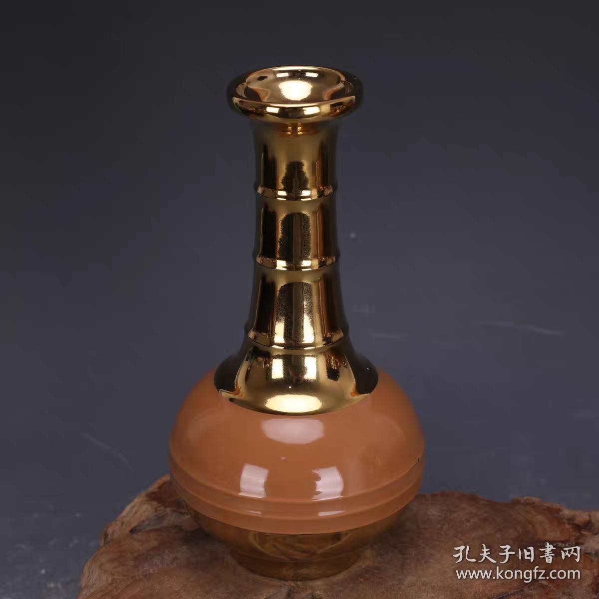 汝窑紫金釉描金炫纹赏瓶