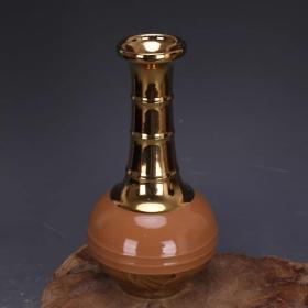 汝窑紫金釉描金炫纹赏瓶