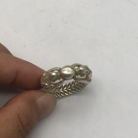 古玩杂项收藏 复古银小青蛙戒指扳指 指环 铜戒指