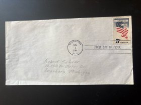 5美分面值及美国国旗图案“REGISTER VOTE”选民登记邮票首日封（1964年8月1日华盛顿 First day of issue）.实寄封