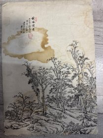 民国上海有正书局画师，与黄宾虹同事，吴昌硕师友，武进戴溪人殷志怡《秋林黄叶》山水，保真！