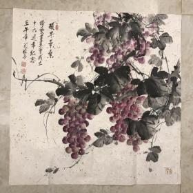 中国美协会员关权昌《硕果累累葡萄》68X68CM,保真优惠出