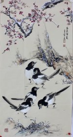 【五喜图】 河南美术家协会会员武老师三尺精美花鸟