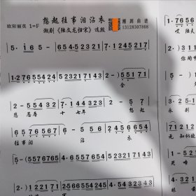 想起往事泪沾衣《陆文龙归宋》欧阳丽英 潮剧曲谱 广东汕头市 登海潮剧团 潮汕潮剧唱段大全剧本简谱