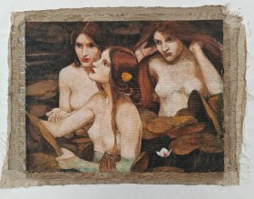 佚名人物肖像油画“三女泡澡”8363