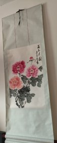 辽宁艺人手绘花好月圆，已装裱，140*55厘米
