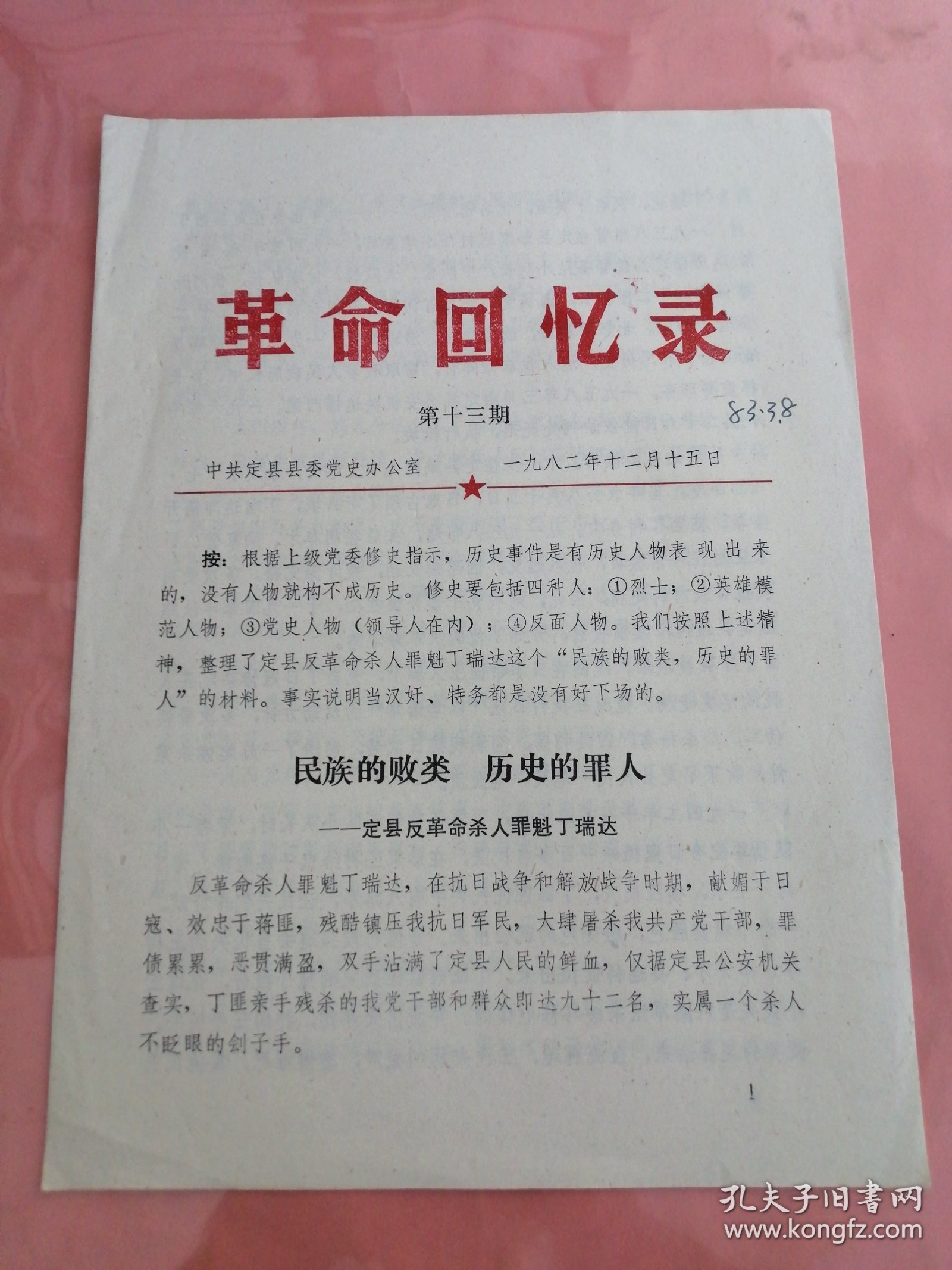 革命回忆录（第十三期）