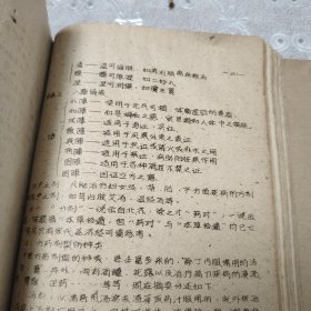 老中医配方，祖国医学概要，佳木斯医学院1959年油印本，/从原始社会到周末的医学～宋金元明清的医学。阴阳五行与病理的关系，四时五方五味于病理的关系，六气六淫与病理的关系，诊断概要，望诊闻诊，问诊，切诊，八纲，中药学概要，中药配方从106页到207页