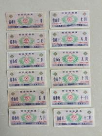 1973年，西安市粮票（壹市斤）12月一套