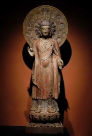 （议价） 唐代青石彩绘大佛高163cm宽62cm厚31cm