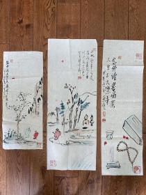 一空山人，小品禅画三幅。