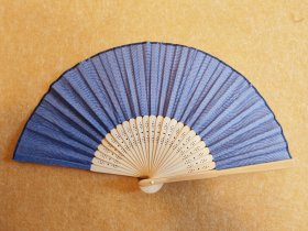 蓝之纹 棉的扇 日本回流京扇棉扇 展幅约38Cm 高21Cm 竹骨扇 保管旧品。 [hot]实价不议不包不退换！