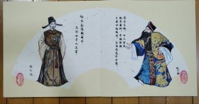 《桃花扇》手绘人物册页，共10幅画，