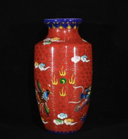 明成化掐丝珐琅彩龙凤纹赏瓶，高22.3×12厘米