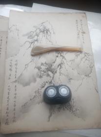 1988年上海著名画家陈无忌(又名陈德法)，，赠送朋友，，本人绘画作品3幅，，保真。