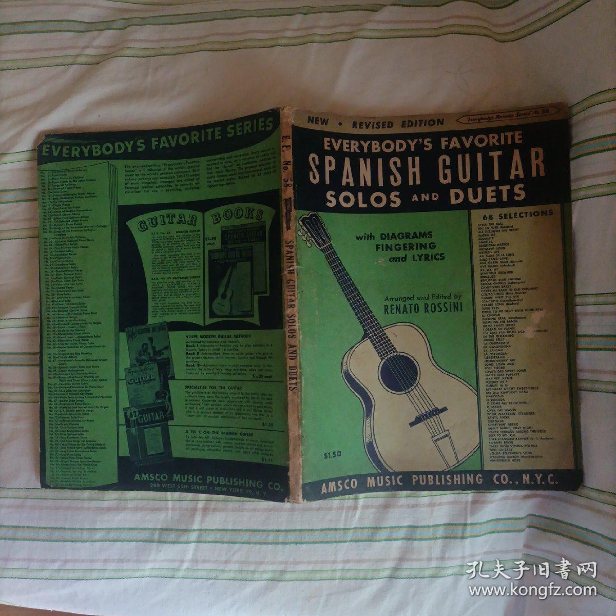 英文版曲谱：SPANISH GUITAR SOLOS AND DUETS（西班牙吉他独奏与二重唱） （使用指法与歌词）