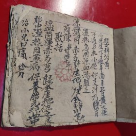 中药处方（钞写本）嬰科治黄、戒洋煙良方等十二个筒子页，页面有修补