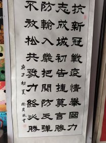徐其林书法，抗新冠战役情书法中堂