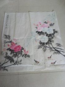 这月季花画的好啊！退休劳保工人委托国画笔法高超66+67厘米包纯手绘！乔木款买家自己鉴定，大房间