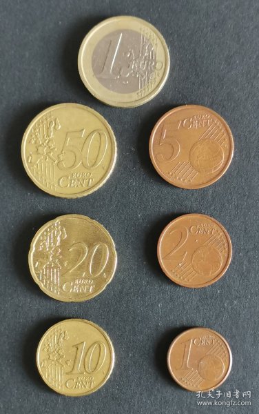 欧元硬币7枚共1.88欧元