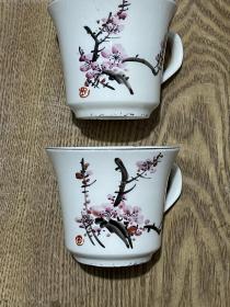 手绘花卉梅花陶瓷茶杯水杯子陶瓷器