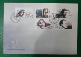 瑞典邮票 首日封1986年 诺贝尔奖获得者 封内含说明卡